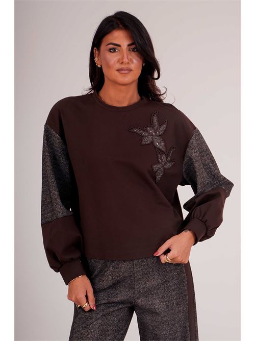 Felpa con fiore e paillettes GM by Gai Mattiolo | GM4333ACCMORO